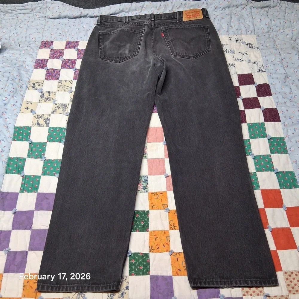 Levi 550 Jeans Men 38x34 Black Relaxed Tapered Denim Casual‎ Work Pants